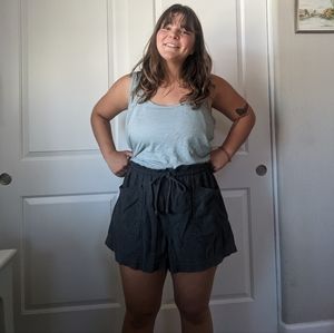 High Rise Linen Flowy Shorts